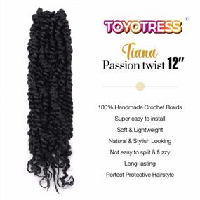 img 3 attached to Get The Perfect Look With TOYOTRESS Tiana Passion Twist Hair - 12 Inch 8 Pcs Pre-Twisted Crochet Braids In Natural Black