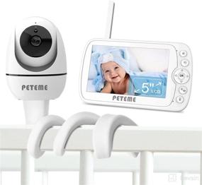 img 4 attached to 👶 Peteme Baby Monitor - No WiFi, 1080P Zoom Camera, 2-Way Talk, 1000ft Range, 5" LCD Screen, Night Vision, Temperature & Sound Alarm