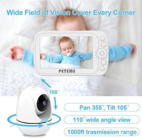 img 3 attached to 👶 Peteme Baby Monitor - No WiFi, 1080P Zoom Camera, 2-Way Talk, 1000ft Range, 5" LCD Screen, Night Vision, Temperature & Sound Alarm