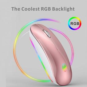 img 3 attached to RGB Wireless Mouse, Uiosmuph G18 Rechargeable Silent Backlit USB & Type C Laptop Mouse With RGB Backlight, Metal Base & Type C Charging (Rose Gold)