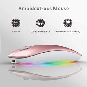 img 2 attached to RGB Wireless Mouse, Uiosmuph G18 Rechargeable Silent Backlit USB & Type C Laptop Mouse With RGB Backlight, Metal Base & Type C Charging (Rose Gold)