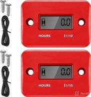 🏁 2 pack inductive hour meter for gas engine lawn mower dirt bike motorcycle motocross snowmobile karting marine atv boat outboard motor generator - waterproof hour meters (red) логотип