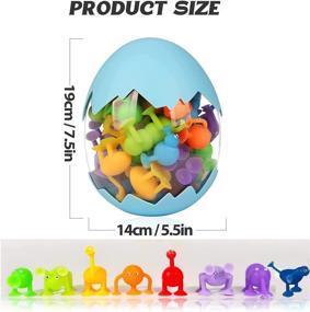 img 3 attached to 🦕 40PCS Animal Suction Toys | Sensory Toys for Kids 3-7 Years | Stress-Relieving Travel Toys | Silicone Building Blocks with Suction Cup | Includes Dinosaur Eggshell | Perfect Gift for Boys and Girls