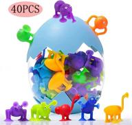 🦕 40pcs animal suction toys | sensory toys for kids 3-7 years | stress-relieving travel toys | silicone building blocks with suction cup | includes dinosaur eggshell | perfect gift for boys and girls logo