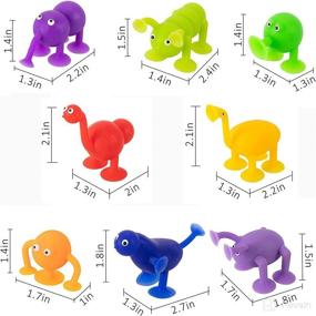 img 2 attached to 🦕 40PCS Animal Suction Toys | Sensory Toys for Kids 3-7 Years | Stress-Relieving Travel Toys | Silicone Building Blocks with Suction Cup | Includes Dinosaur Eggshell | Perfect Gift for Boys and Girls