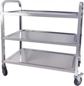 img 4 attached to TAIMIKO Utility Cart, Stainless Steel 3-Shelf Kitchen Trolley For Restaurant Catering Kitchen Up To 300 Lbs Capacity, Stainless Steel Carts Four Sizes For Your Choose (L33.5W17.7H35.4'') …