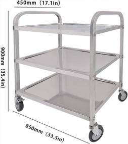 img 3 attached to TAIMIKO Utility Cart, Stainless Steel 3-Shelf Kitchen Trolley For Restaurant Catering Kitchen Up To 300 Lbs Capacity, Stainless Steel Carts Four Sizes For Your Choose (L33.5W17.7H35.4'') …