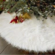 festive faux fur christmas tree skirt decorations - aiseno 36 inch plush skirt for merry christmas party logo