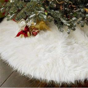 img 4 attached to Festive Faux Fur Christmas Tree Skirt Decorations - AISENO 36 Inch Plush Skirt For Merry Christmas Party
