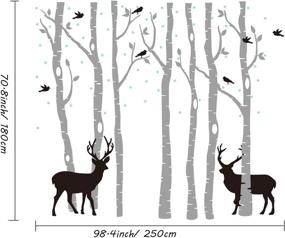 img 1 attached to 🌳 Deer Forest Tree Wall Decal - Removable Vinyl Sticker for Kids' Nursery, Bedroom, and Living Room