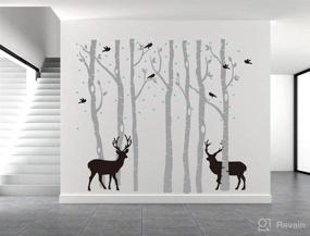 img 3 attached to 🌳 Deer Forest Tree Wall Decal - Removable Vinyl Sticker for Kids' Nursery, Bedroom, and Living Room