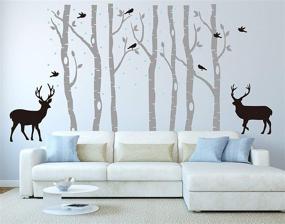 img 2 attached to 🌳 Deer Forest Tree Wall Decal - Removable Vinyl Sticker for Kids' Nursery, Bedroom, and Living Room