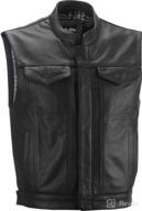 🏍️ highway 21 magnum men's leather motorcycle vest: concealed carry pocket, black large size – premium quality logo