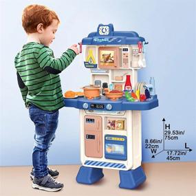 img 3 attached to DeAO Kitchen Playset Toy - Interactive Sounds And Lights, 35 PCS Pretend Food And Cooking Accessories Set For Toddlers To Role Play - Ideal For Boys And Girls Aged 3, 4, Or 5 Years Old