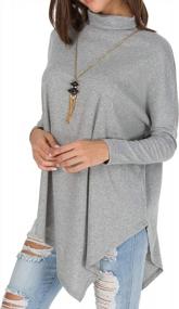 img 2 attached to Levaca Women'S Long Sleeve Turtleneck Tunic With Batwing & Hankerchief Hem - Casual & Loose Fit