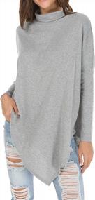 img 4 attached to Levaca Women'S Long Sleeve Turtleneck Tunic With Batwing & Hankerchief Hem - Casual & Loose Fit