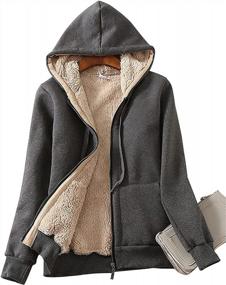 img 4 attached to Winter Sherpa Lined Hooded Fleece Jacket Sweatshirt For Women By ZITY