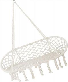 img 4 attached to Grassman Hammock Chair Macrame Swing, Macrame Indoor Outdoor Hanging Chair Swing Handmade Knitted Mesh Two Person