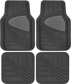 img 4 attached to 🚗 Motor Trend Two-Tone Rubber Car Floor Mats - All-Weather Waterproof Protection for Autos, SUVs, Trucks & Vans - Front & Rear Liners, Trim to Fit - Suitable for Most Vehicles