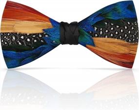 img 4 attached to Stylish Handmade Feather Bow Ties For Men - Perfect For Weddings And Dates!