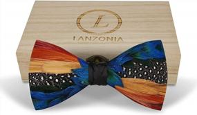 img 1 attached to Stylish Handmade Feather Bow Ties For Men - Perfect For Weddings And Dates!