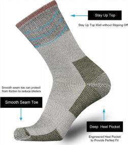 img 2 attached to Men'S Moisture Control Merino Wool Cushion Crew Socks For Hiking, All-Season, And Work Boots - Warm, Thick, And Ideal For Outdoor Activities - ONKE