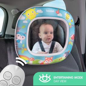 img 3 attached to BenBat Baby Car Mirror - Safety Car Seat Mirror For Rear Facing Infant - Shatterproof Clear Wide Vision Day And Night - Entertain See And Soothe With Remote Control - Crash Tested And Certified, Blue