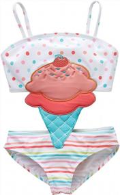 img 4 attached to Kavkas Toddler Girl One Piece Swimsuit Rash Guard Купальник Мультфильм Бикини 12M-8T