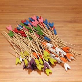 img 2 attached to Add Elegance And Style To Your Cocktail And Food Displays With 1,000 Pcs Of Decorative Tulip End Bamboo Skewers | Perfect For Catered Events, Holidays, & Buffets, 3.9" Assorted Picks By BambooMN