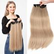 medium blonde with pale highlights - thick and long straight 3pcs set clip-in hair extensions for women and girls - reecho 24 logo
