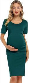 img 2 attached to Coolmee Maternity Dress Ruched Round Neck Maternity Dresses