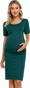 img 1 attached to Coolmee Maternity Dress Ruched Round Neck Maternity Dresses