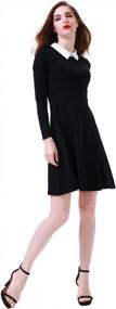 img 2 attached to Aphratti Women'S Long Sleeve Flare Skater Dress With Peter Pan Collar: A Casual Fashion Essential