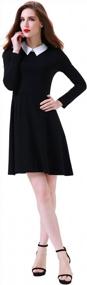 img 3 attached to Aphratti Women'S Long Sleeve Flare Skater Dress With Peter Pan Collar: A Casual Fashion Essential