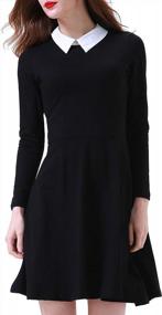 img 4 attached to Aphratti Women'S Long Sleeve Flare Skater Dress With Peter Pan Collar: A Casual Fashion Essential