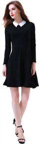 img 1 attached to Aphratti Women'S Long Sleeve Flare Skater Dress With Peter Pan Collar: A Casual Fashion Essential