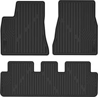 oedro black tpe all-weather floor mats for 2017-2022 tesla model 3 - full set liners, 1st and 2nd row included logo