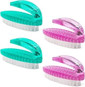 img 4 attached to 🧼 AMERWASH PLUS Nail Brush with Handle, Stiff Bristles Durable Scrubber for Fingernail Cleaning, Laundry Kitchen Bathroom Cleaning Brush 4 Pack, Pink & Green