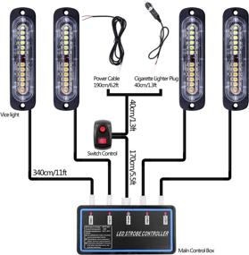 img 3 attached to 🚨 Ultra Slim 4pcs LED Warning Lights with Sync Feature for Car Truck, Emergency Hazard Construction Caution - Surface Mount, Main Control Box Included