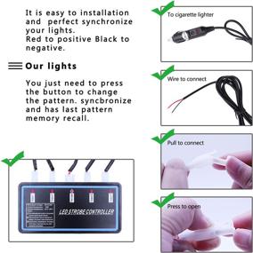 img 2 attached to 🚨 Ultra Slim 4pcs LED Warning Lights with Sync Feature for Car Truck, Emergency Hazard Construction Caution - Surface Mount, Main Control Box Included