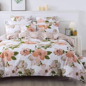 img 4 attached to Elevate Your Bedroom With FADFAY'S Watercolor Floral Duvet Cover - Vintage Farmhouse Bedding In Soft Cotton