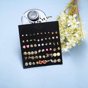img 2 attached to Lovely 93-Piece Assorted Stud Earrings Set For Women: Featuring Delightful Faux Pearls, Chic Hoops, Shiny Bars, Cute Moons And Stars, And CZ Studs - Perfect For Fashionable Jewelry!