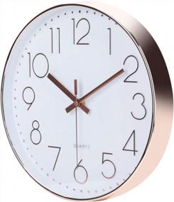 img 3 attached to Rose Gold 13 Inch Silent Non-Ticking Quartz Sweep Battery Operated Wall Clock Decorative Home Office Clocks