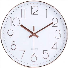 img 4 attached to Rose Gold 13 Inch Silent Non-Ticking Quartz Sweep Battery Operated Wall Clock Decorative Home Office Clocks