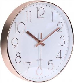 img 2 attached to Rose Gold 13 Inch Silent Non-Ticking Quartz Sweep Battery Operated Wall Clock Decorative Home Office Clocks