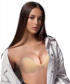 img 3 attached to Nimiah Strapless Adhesive Bra - Invisible Push-Up Silicone Breast Cups For Women - Fits A To C Cup Size