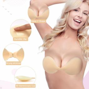 img 2 attached to Nimiah Strapless Adhesive Bra - Invisible Push-Up Silicone Breast Cups For Women - Fits A To C Cup Size
