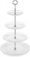 nwk 3/4-tier cupcake stand with crystal-clear plastic plates and metal struts dessert stable tower display rack serving tray for wedding birthday baby shower mermaid tea brunch party (silver) logo