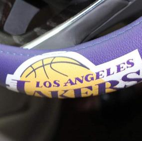 img 2 attached to 🏀 Carmen NBA Lakers Team Pattern Design Car Auto Genuine Leather Steering Wheel Covers - Universal 15 Inch, Anti-Slip, No Smell, Snug Grip