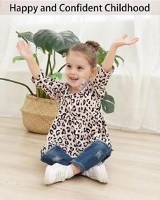 img 2 attached to Adorable Baby & Toddler Girl Outfit With Denim Jeans, Ruffle Floral And Leopard Shirt Top, And Ripped Denim Pant Set - Available In Sizes 6M-4T